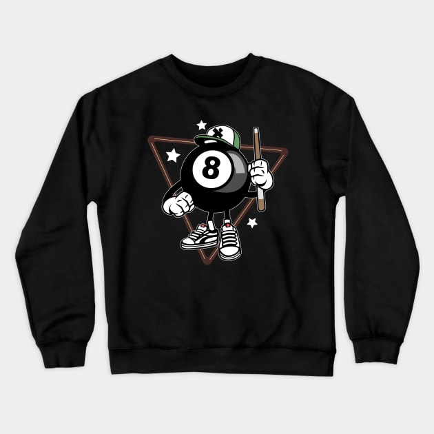 Funny 8 Ball 8 Pool Billiards Crewneck Sweatshirt by NatalitaJK